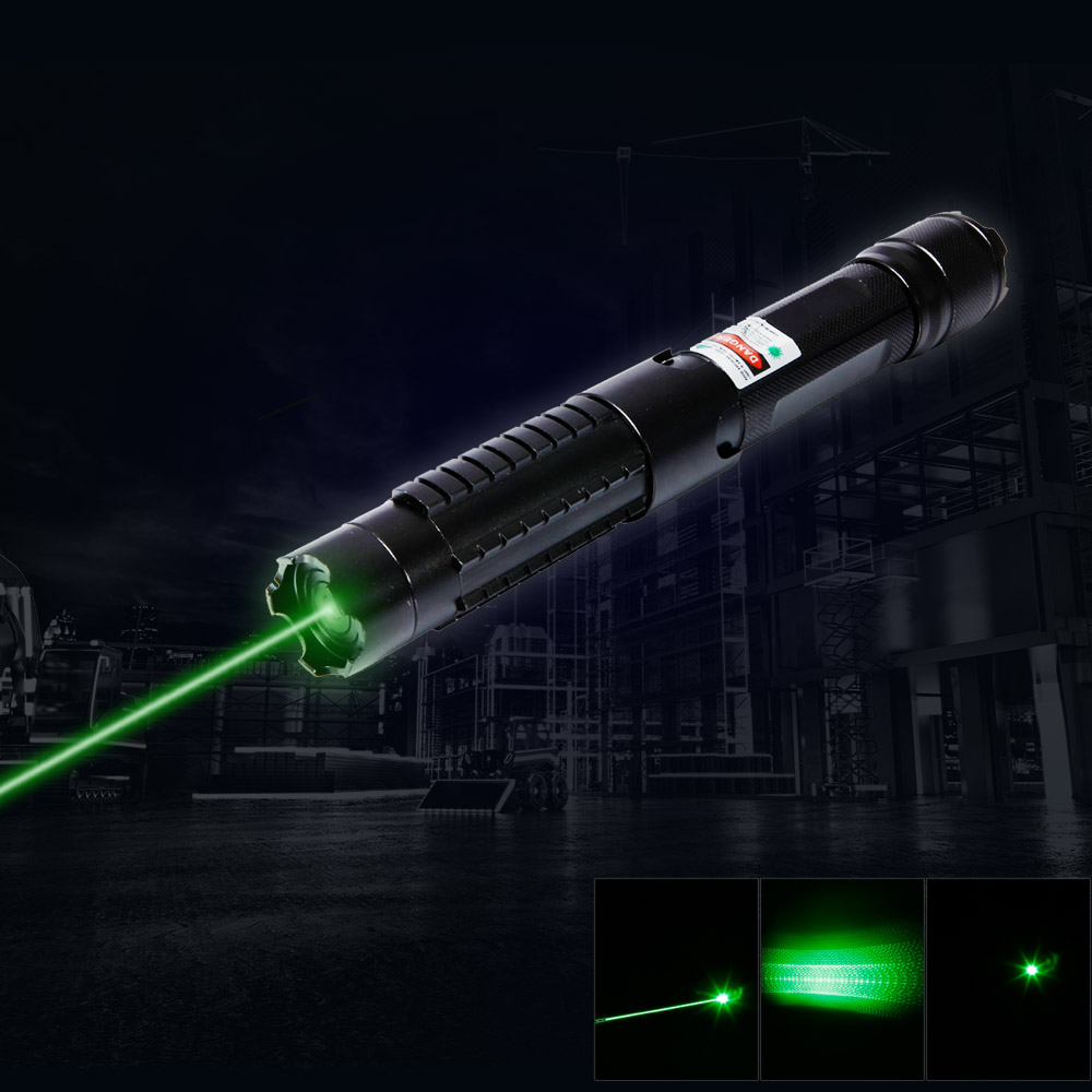 5-in-1 5000mW 532nm Strahl Hellgrün Laser Pointer Pen Kit Schwarz