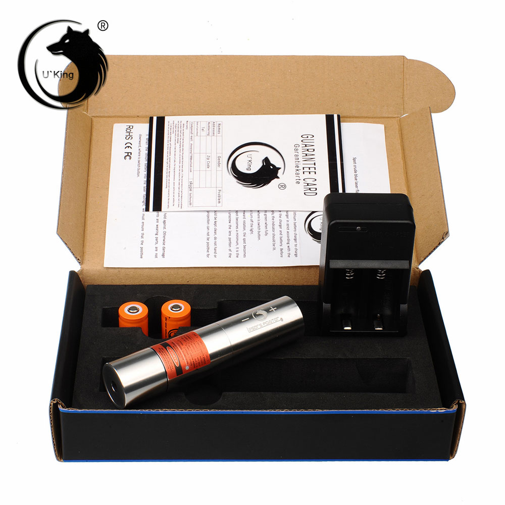 UKing ZQ-j12 1000mW 638nm Pure Red Beam Einzelpunkt Zoomable Laserpointer Kit Titan Silber