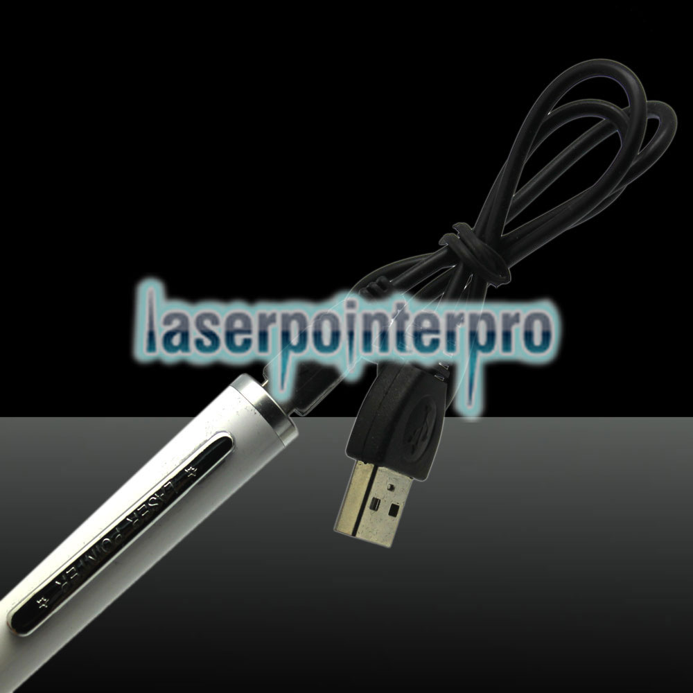 LT-ZS02 400mW 532nm 5-en-1 lápiz de puntero láser de carga USB blanco