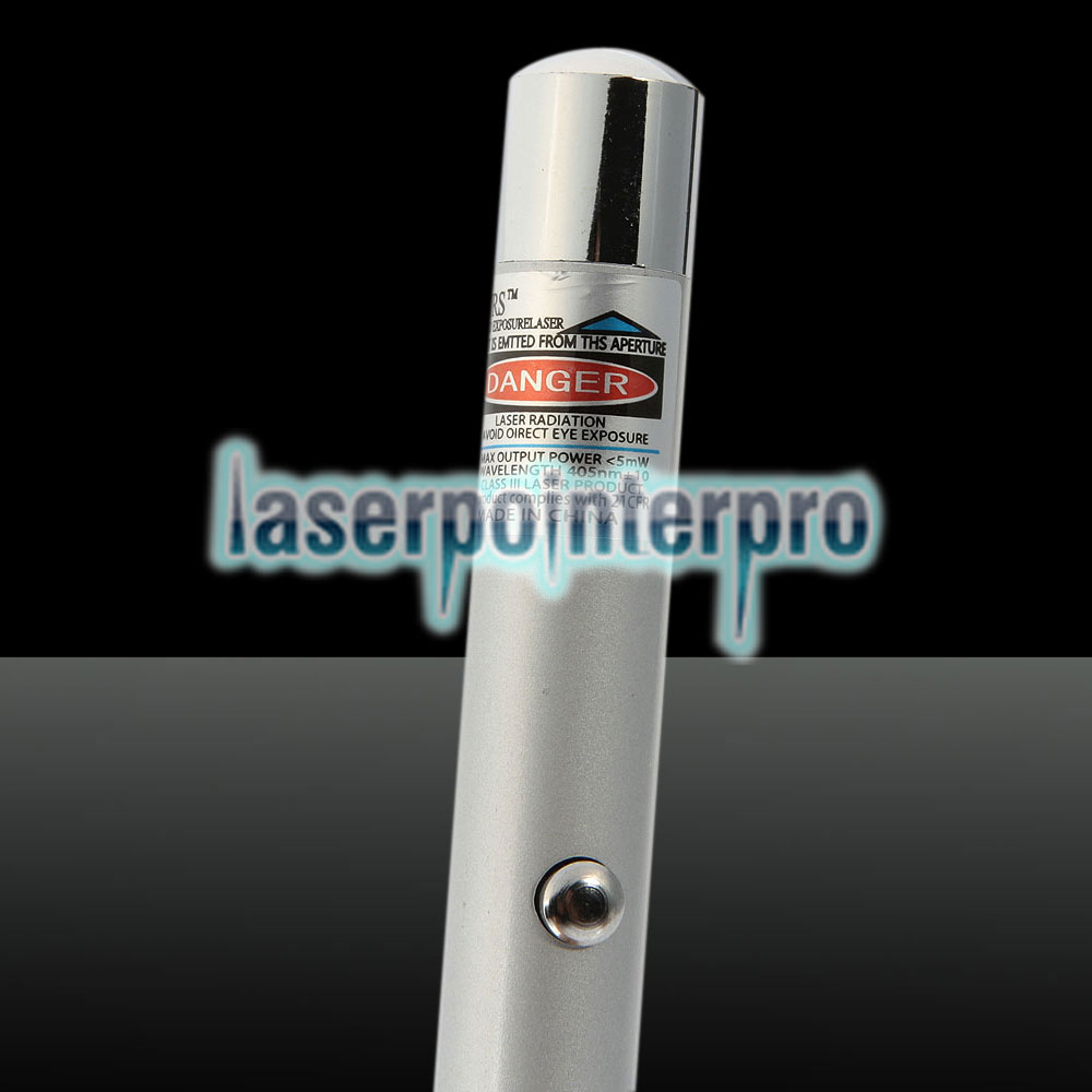 405nm 1mw azul e roxo feixe de laser de ponto único ponteiro laser caneta prata