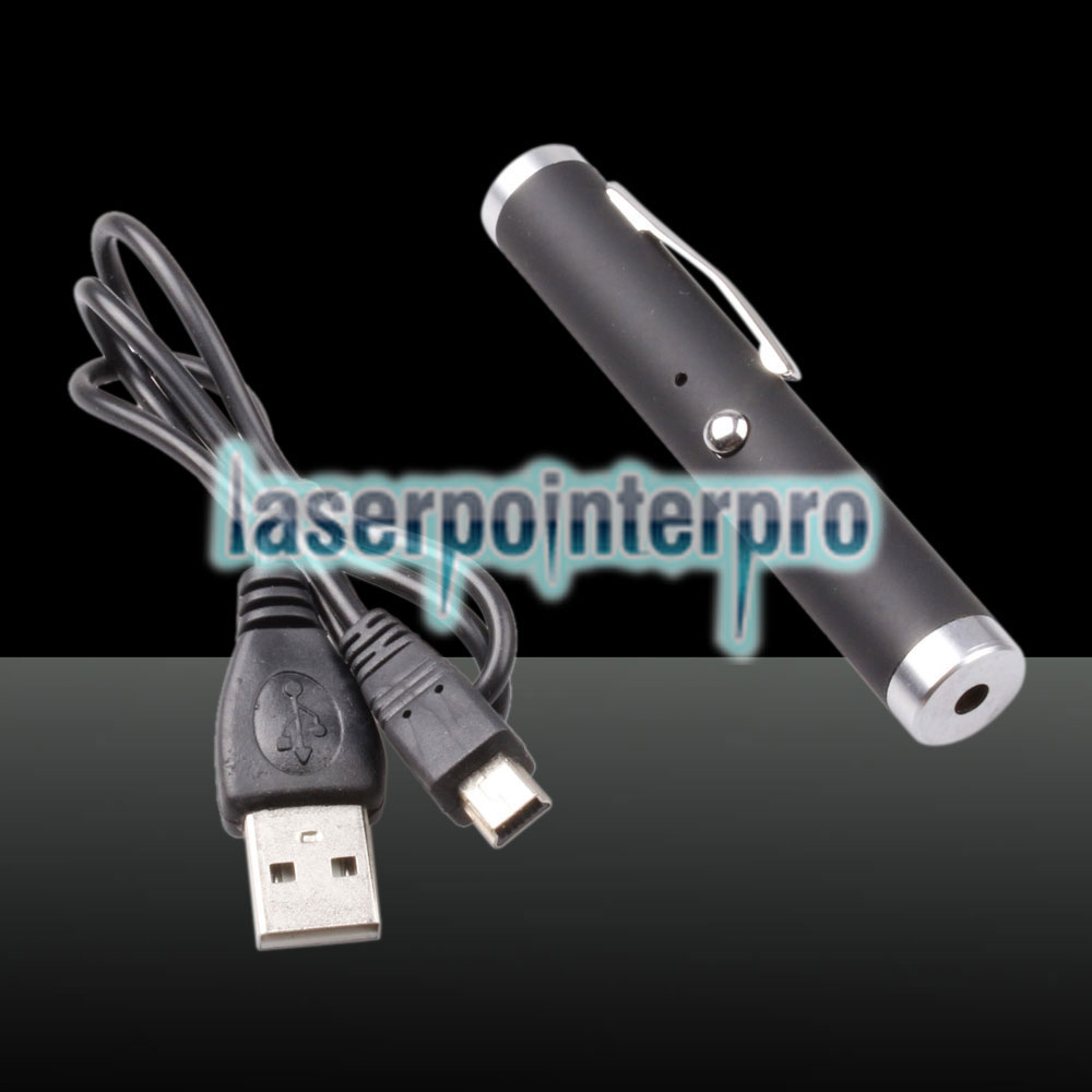 Stylo pointeur laser à faisceau laser vert 300mw 532nm avec câble USB noir