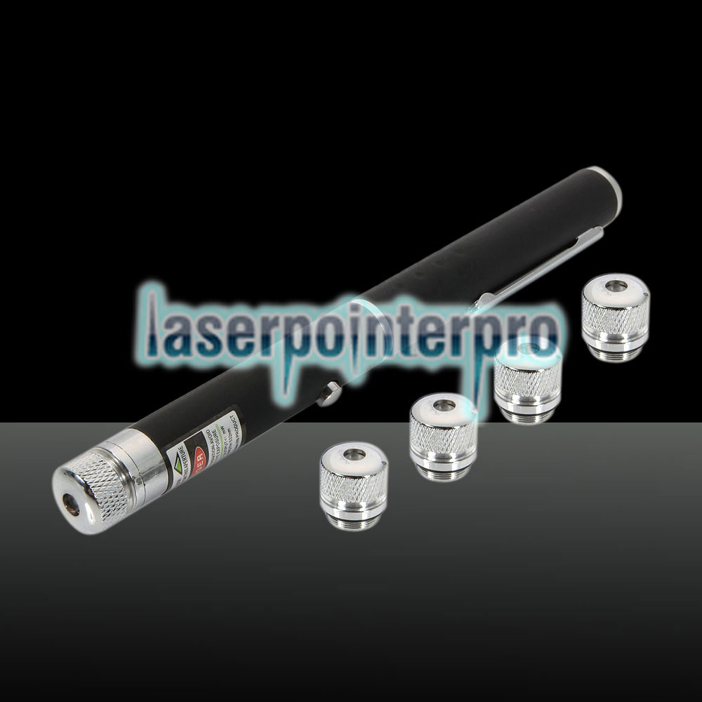 1mw 5 in 1 grüner Laserpointer Kaleidoskopischer Laserstift mit vier Laserköpfen schwarz
