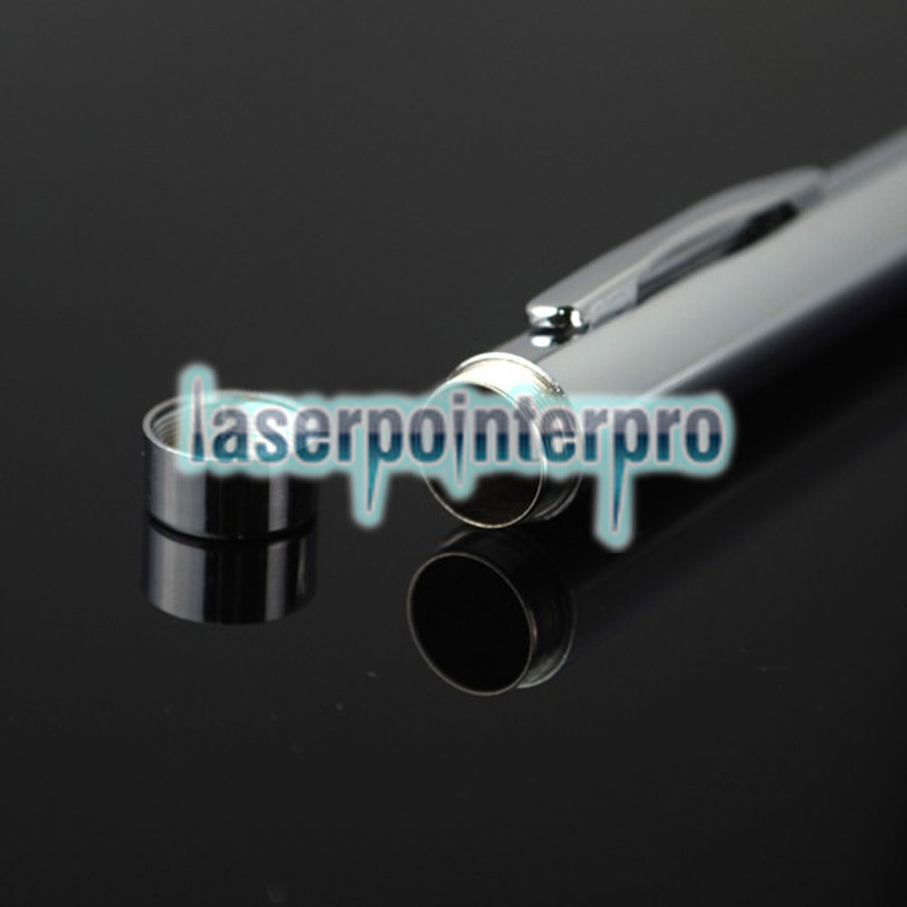 30mw 532nm Penna puntatore laser interamente in acciaio con luce verde a singolo punto di luce, colore metallo brillante