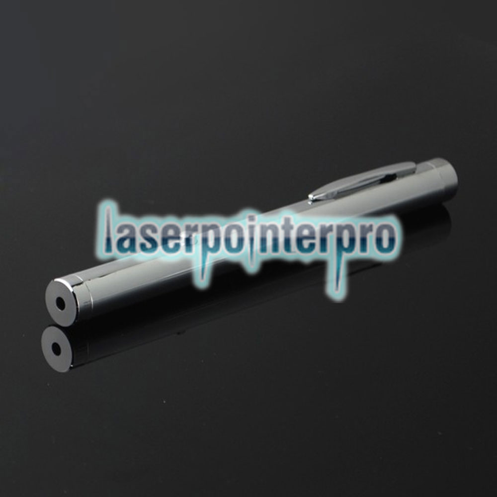 50mw 532nm Penna puntatore laser interamente in acciaio con luce verde a singolo punto di luce, colore metallo brillante