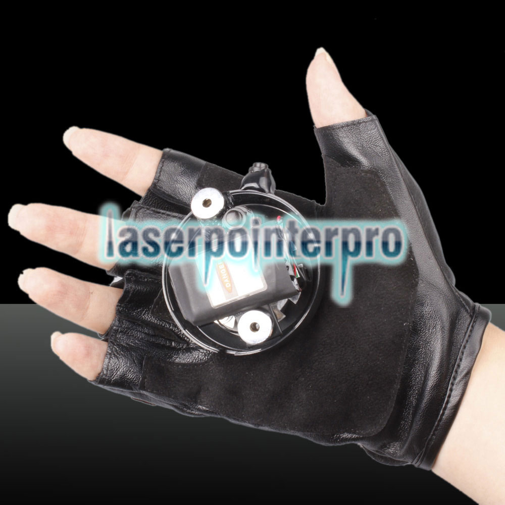 400mw 532nm/405nm Green & Purple Light Color Swirl Light Style Rechargeable Laser Glove Black Free Size