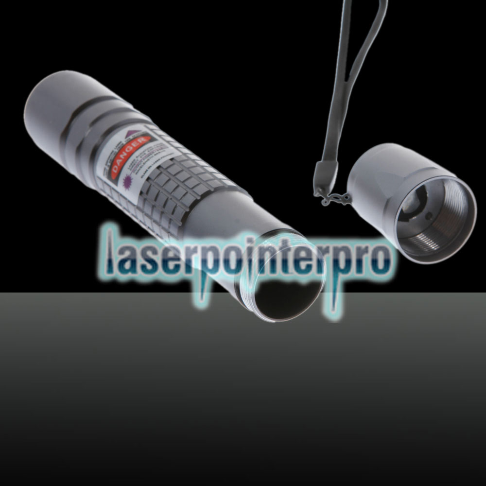 50mW Erweiterungstyp Fokus Lila Punktmuster Facula Laserpointer mit 18650 Akku Silber