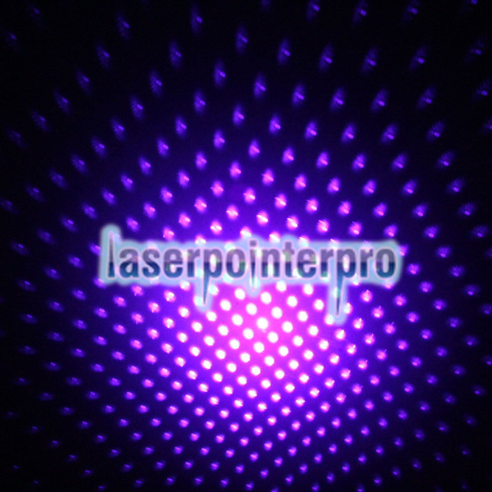 Patrón de puntos de 50 mW/patrón estrellado/pluma de puntero láser de luz púrpura de enfoque de múltiples patrones plateado