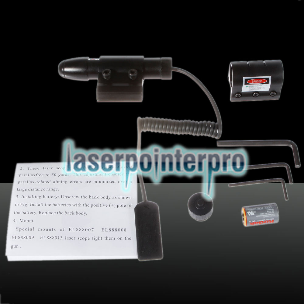 Visée laser verte 200MW 532nm avec support pour arme à feu (avec 1 pile CR2 3V + boîtier), noir