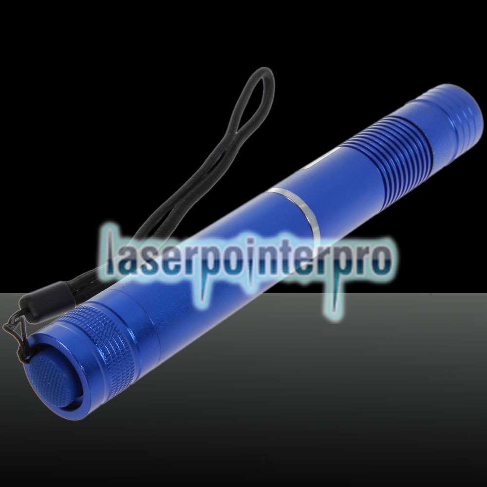 200mW 532nm Focus stylo pointeur laser à faisceau vert avec batterie rechargeable 18650 bleu