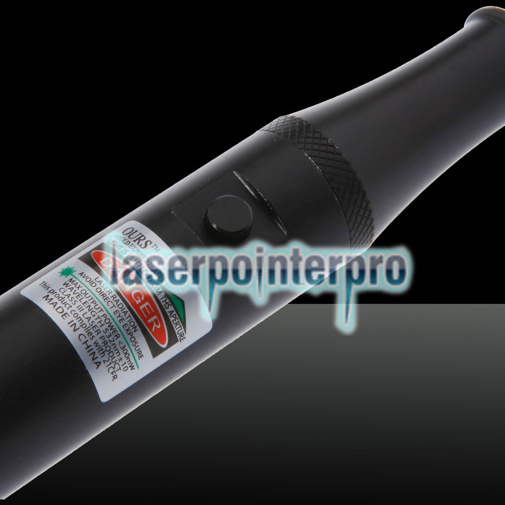 Puntatore laser verde stile click 300mW 532nm con batteria nera