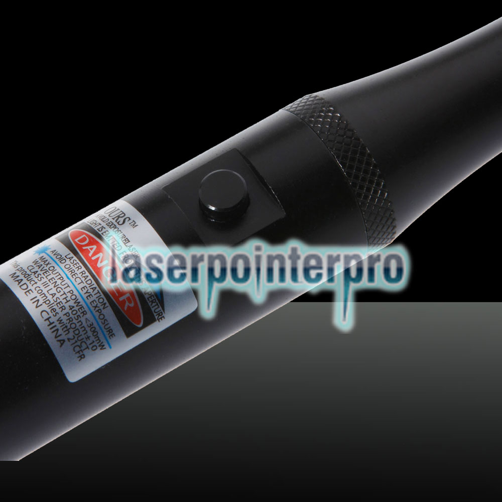 300mW 405nm Click Style Puntero láser azul con batería Negro