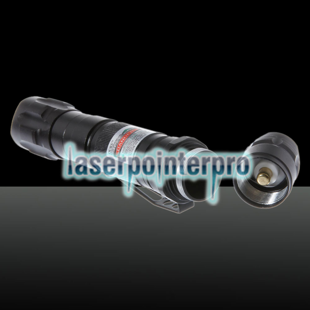 300mW 620 Click Style Open-Back Grüner Laserpointer mit Clip / Batterie Schwarz