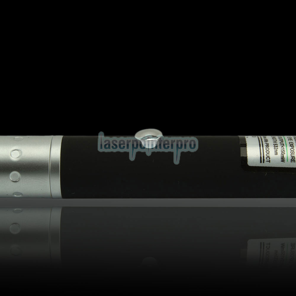 Stylo pointeur laser vert demi-acier 150mW 532nm avec batterie 2AAA