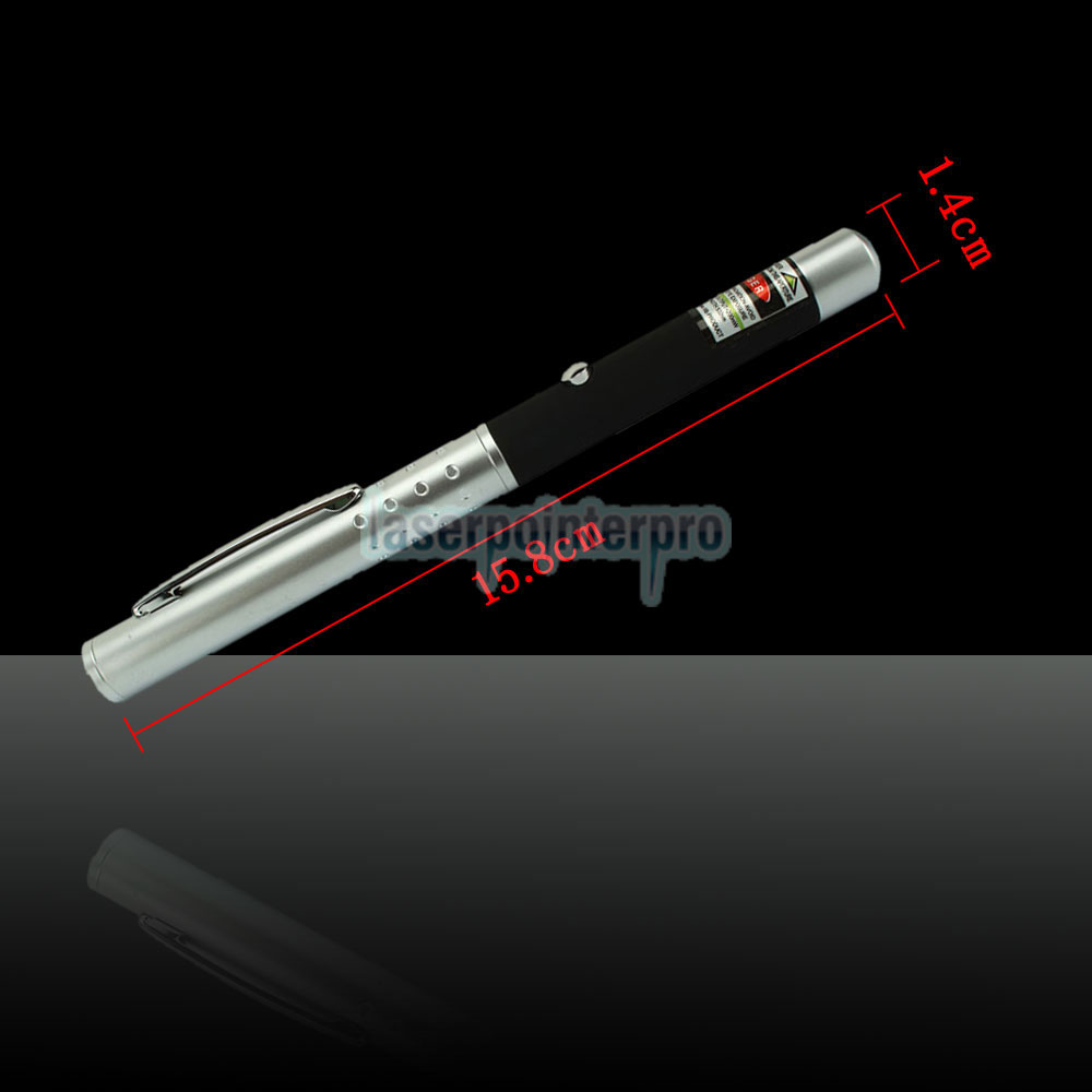 Stylo pointeur laser vert demi-acier 200mW 532nm avec batterie 2AAA