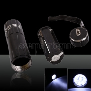 Black 3W 9 LED Super Bright Flashlight Electric Torch