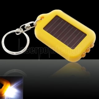 5pcs Mini Solar Power 3 lampes de poche LED Torch avec porte-clés Jaune