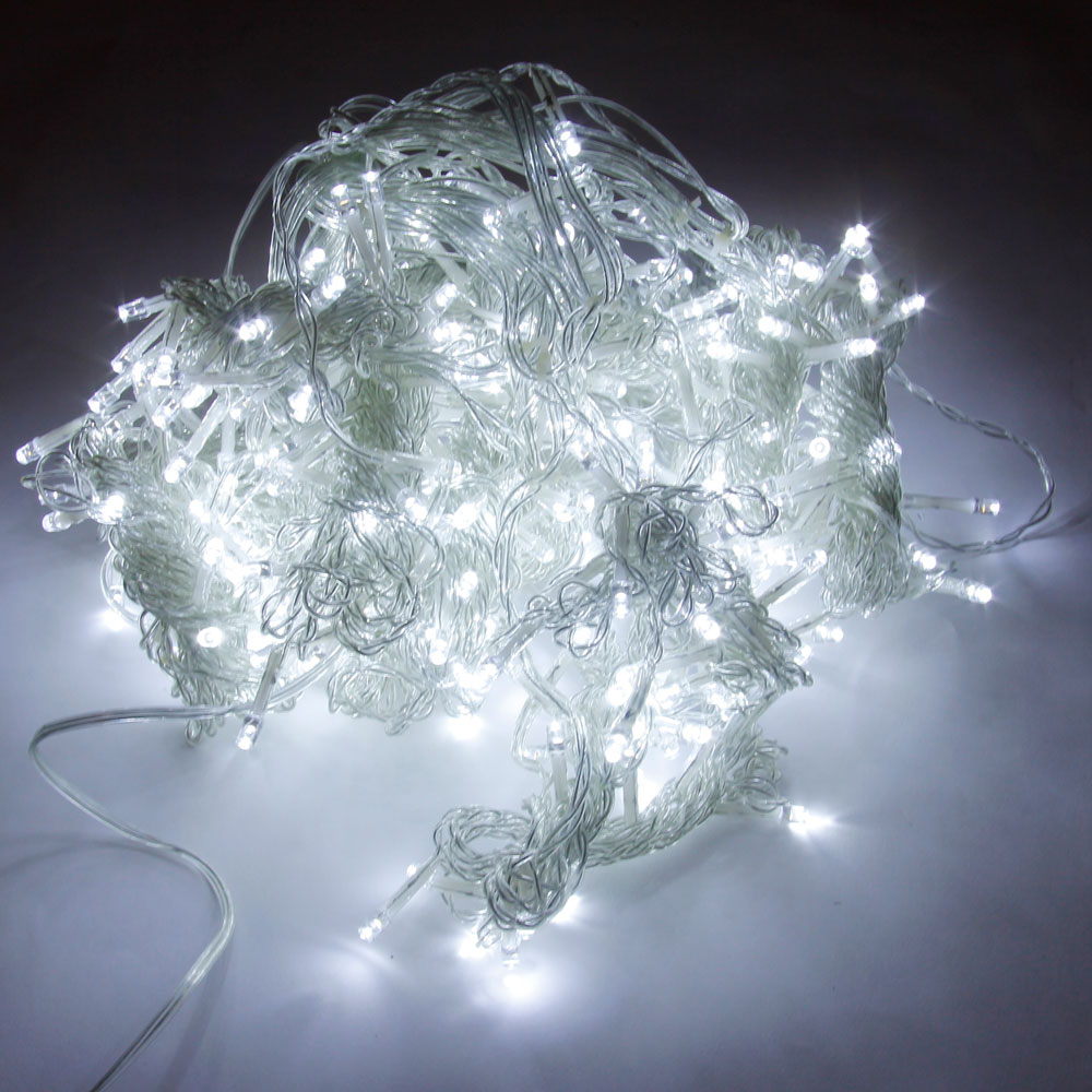 3M x 3 M 300-LED Luz blanca Romántica Boda navideña Decoración para exteriores Cortina Cadena Luz (110 V) Enchufe estándar de la UE