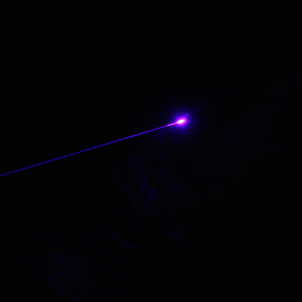 20mw 405nm Blue & Purple Light Einzelpunkt-Art wasserdichte Edelstahl-Laser-Zeiger-Silber