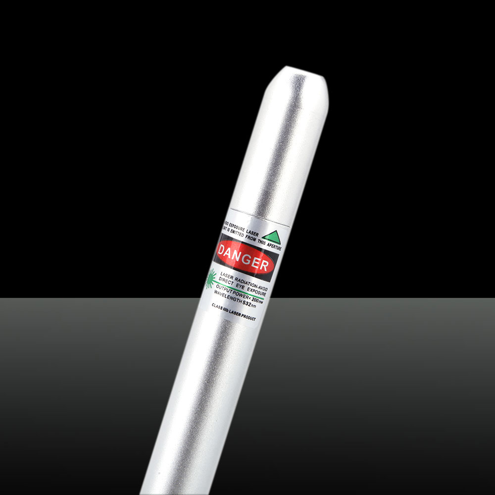 50mW 532nm Green Light Clip stylo pointeur laser argent