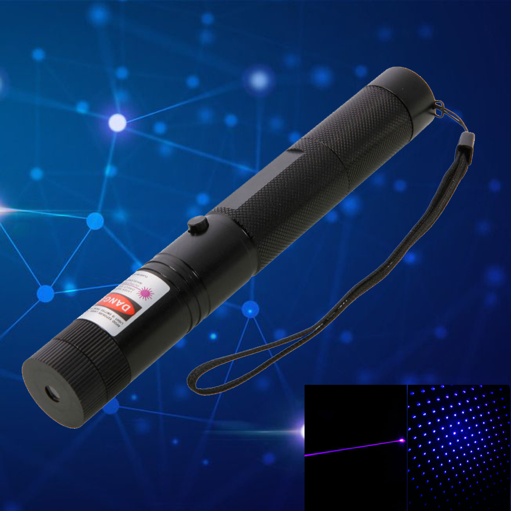 Combinaison de pointeur laser bleue professionnelle Laser 303 200mW avec batterie 18650 et chargeur, noir
